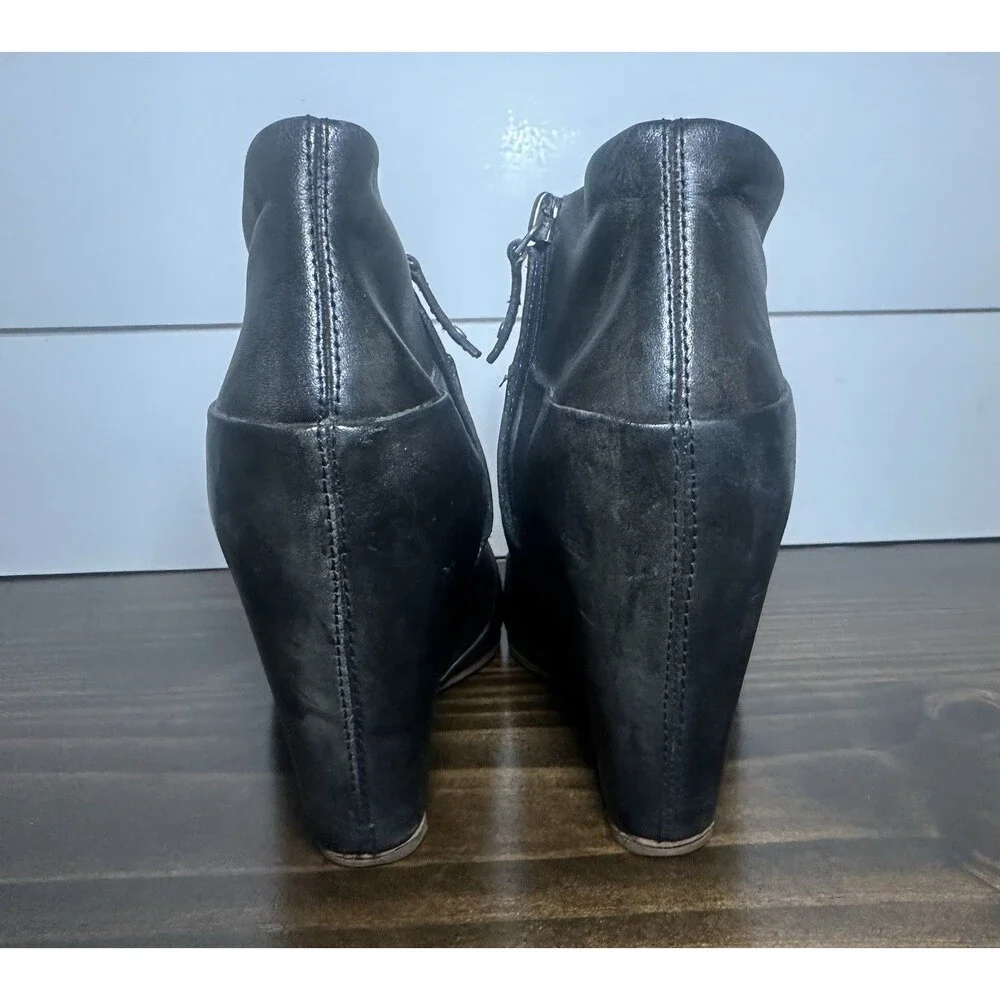 UGG Black Leather Wedge Ankle Booties